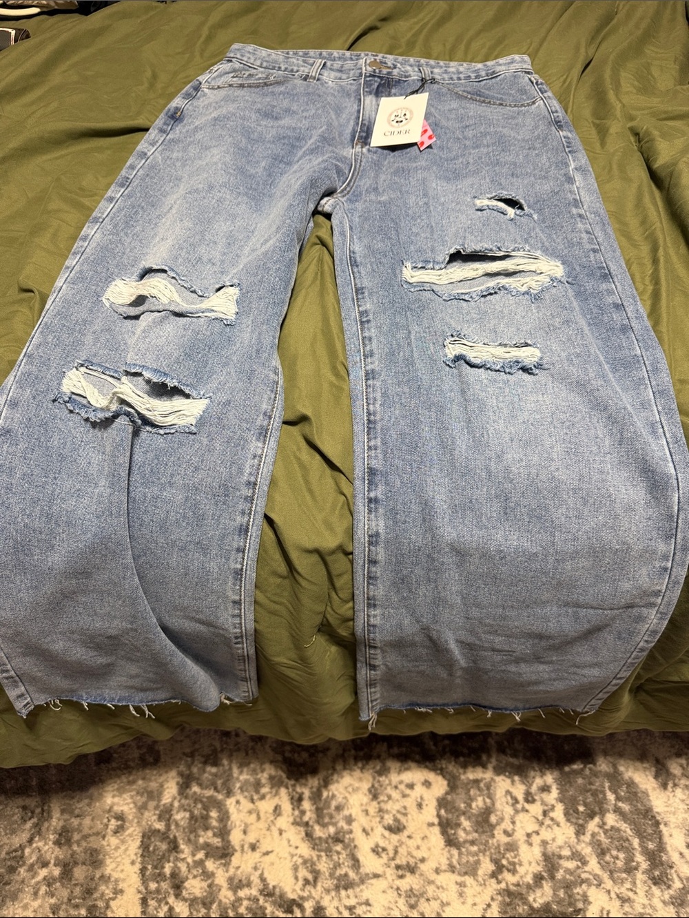 Cider Light Blue Distressed Boyfriend Jeans